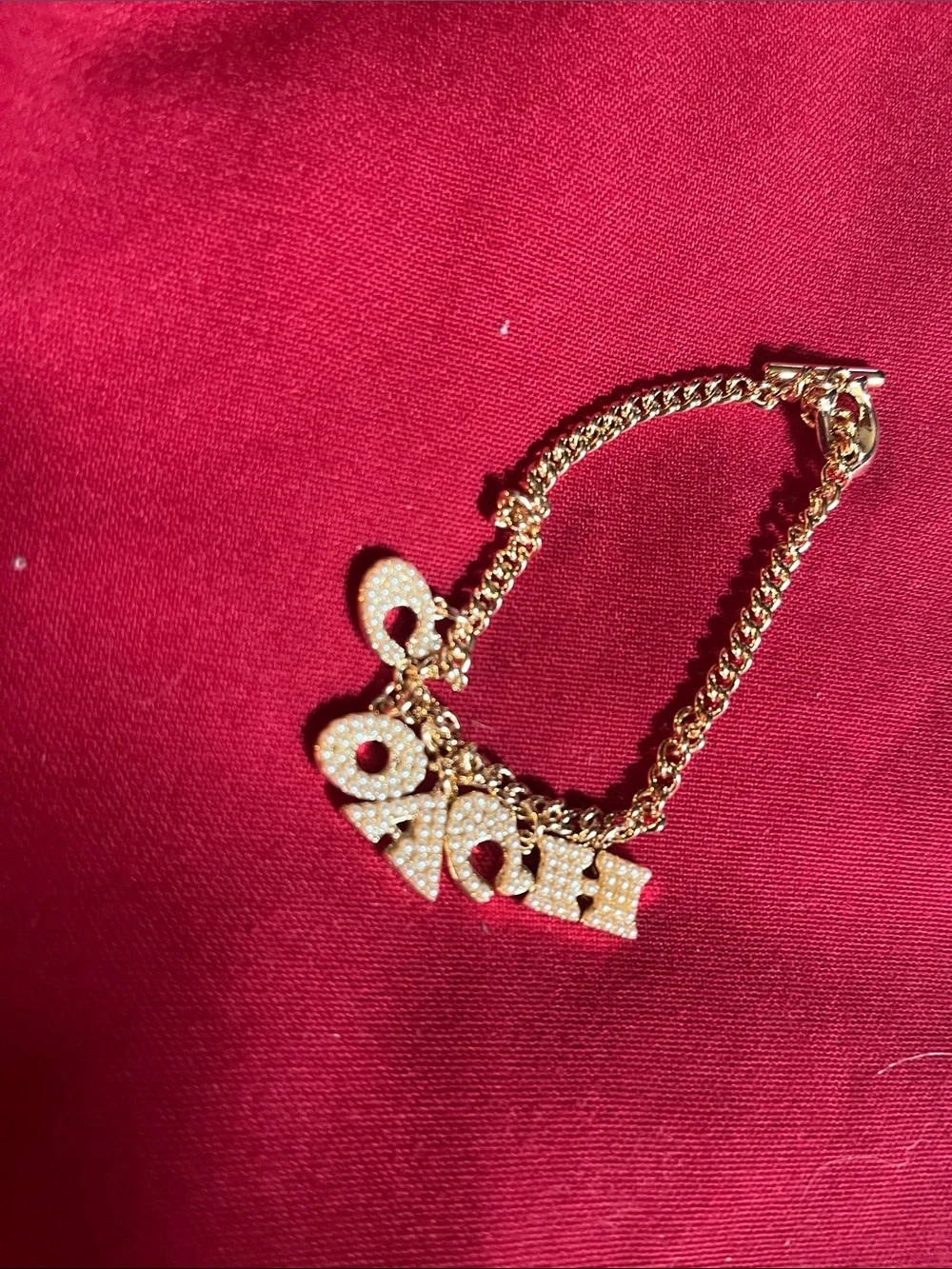 Gold Tone Pavé Letter Charm Bracelet - Women Jewelry